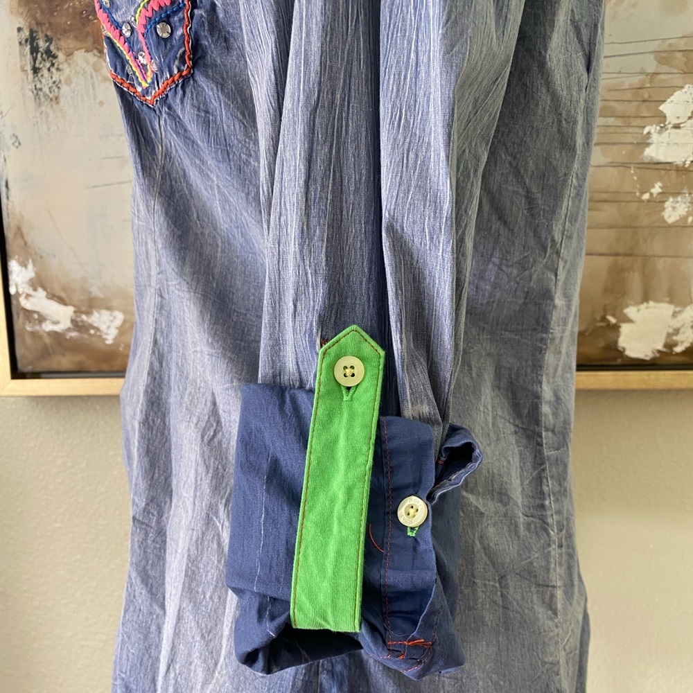 Roar ~ destined to Roar western cowgirl equestrian button down size L EC ~ - Picture 12 of 14
